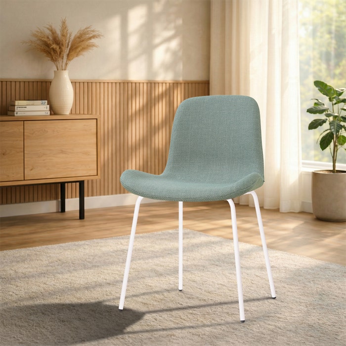 Nora-Fé eetkamerstoel saliegroen - wit onderstel - scandinavisch - gestoffeerd -comfortabel - tijdloos