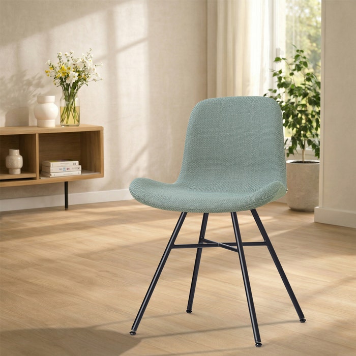 Noa-Fé eetkamerstoel saliegroen - zwart onderstel - tijdloos - scandinavisch - gestoffeerd  - comfortabel