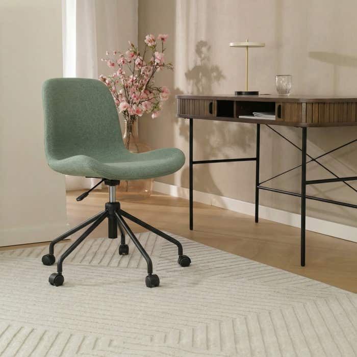 Nout-Fé bureaustoel saliegroen - zwart onderstel - japandi - modern - comfortabel - burostoel - verstelbaar - rugleuning
