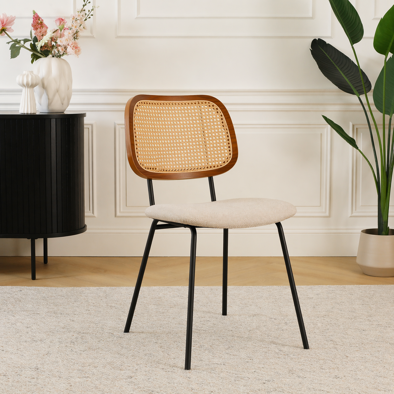 Jolie rotan eetkamerstoel beige - eettafelstoel - zwart - bruin - retro - japandi - comfortabele