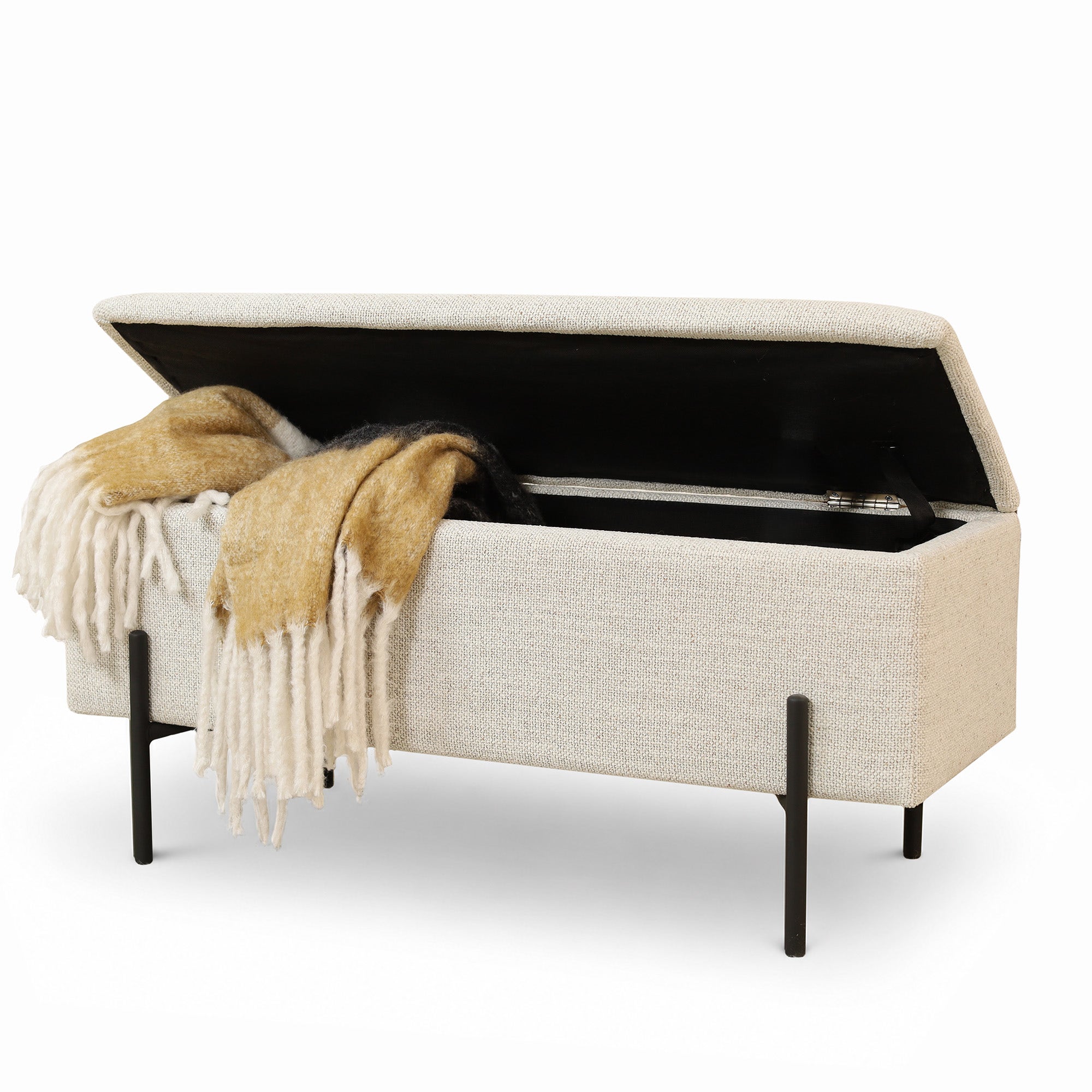 Nolon Jente bankje met opbergruimte beige melange - 95 x 37 cm