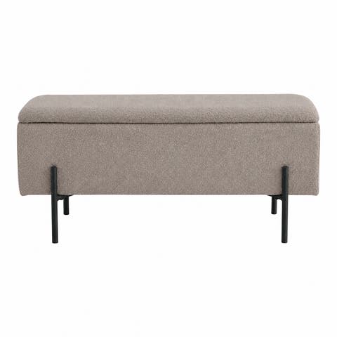 Jente bankje met opbergruimte bouclé taupe - 95 x 37 cm