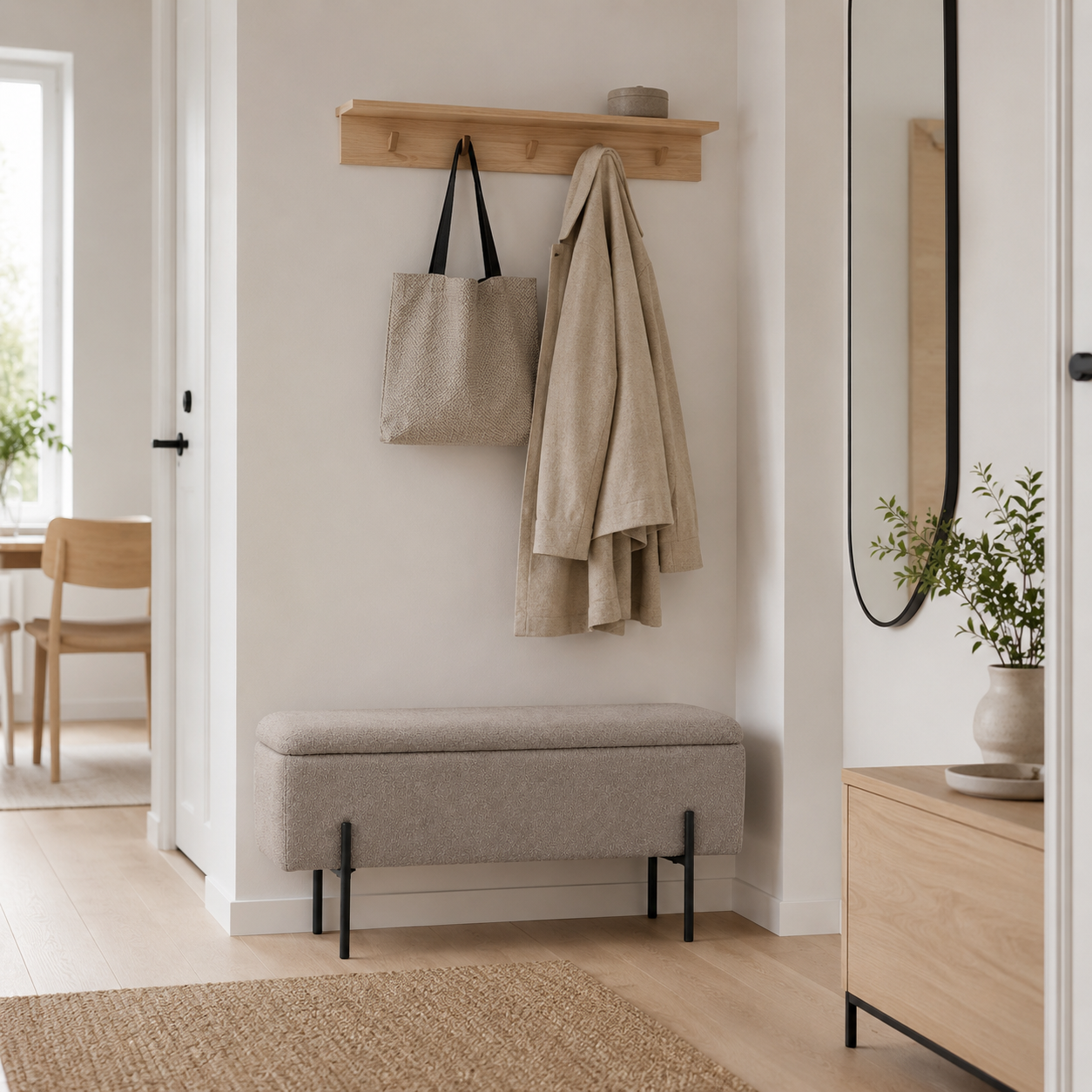 Jente bankje met opbergruimte bouclé taupe - 95 x 37 cm - halbankje - bouclé