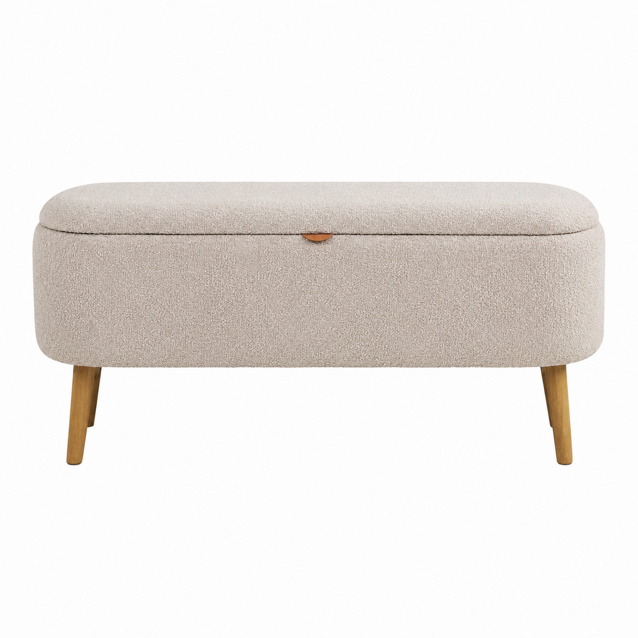 Juna bankje met opbergruimte bouclé taupe - 95 x 37 cm