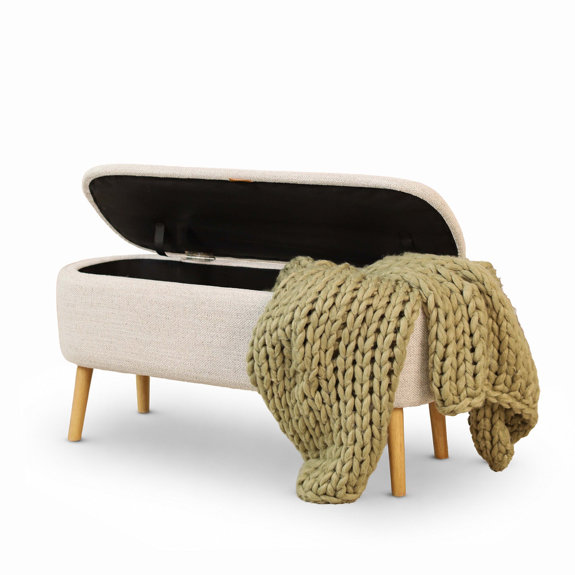 Nolon Juna bankje met opbergruimte beige melange  - 95 x 37 cm