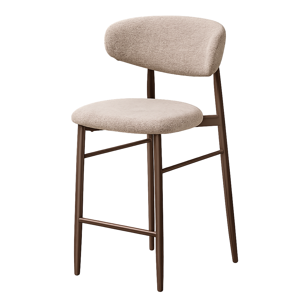 Jolien Barkruk 65 cm taupe mixed  - walnoten onderstel 