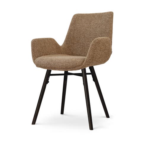 Nena-Eef eetkamerstoel bruin blend - zwart houten onderstel