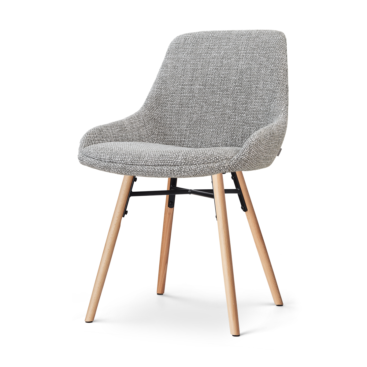 Nena-Isa eetkamerstoel grijs blend - houten onderstel