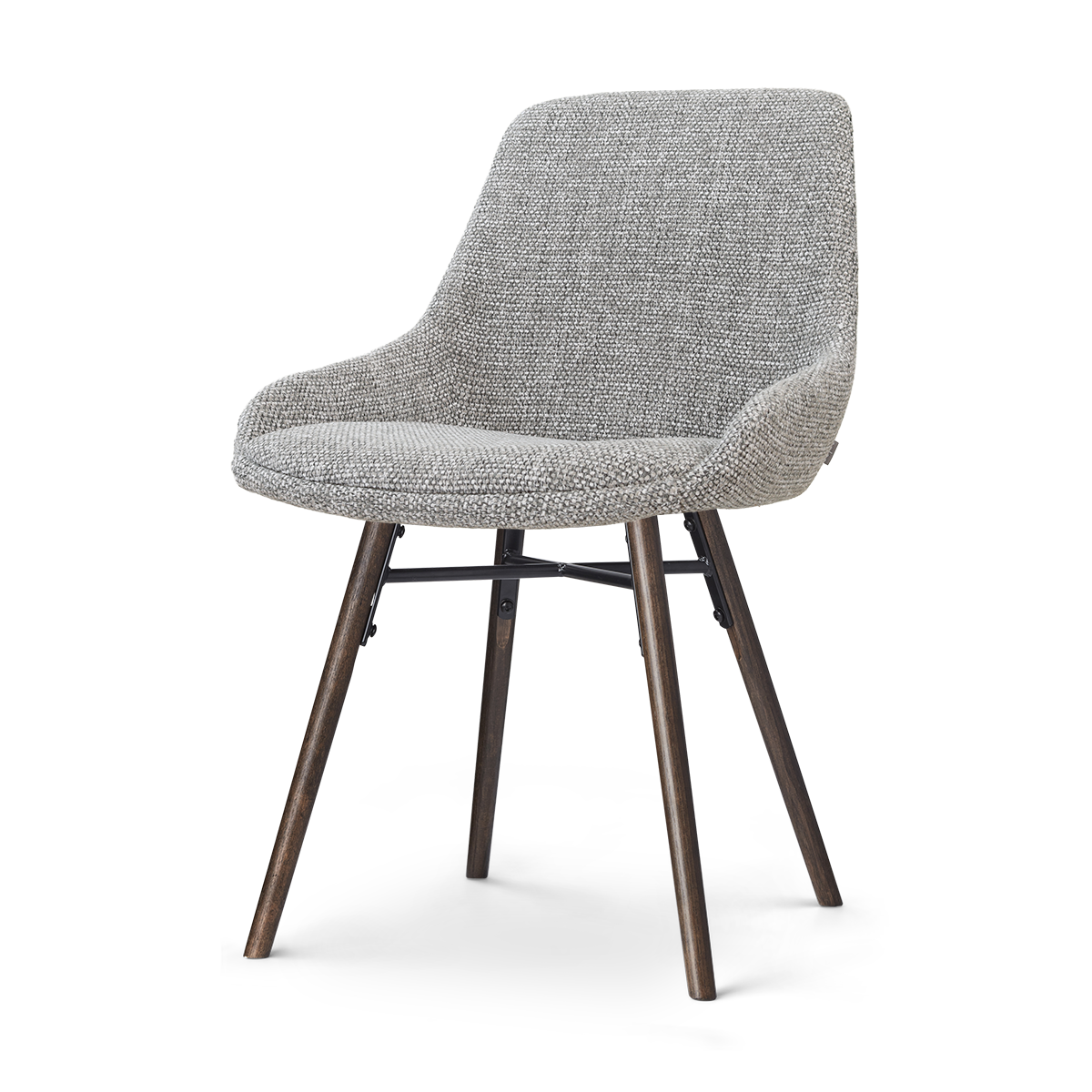 Nena-Isa eetkamerstoel grijs blend - walnoot houten onderstel