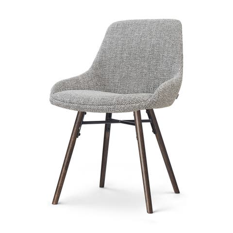Nena-Isa eetkamerstoel grijs blend - walnoot houten onderstel