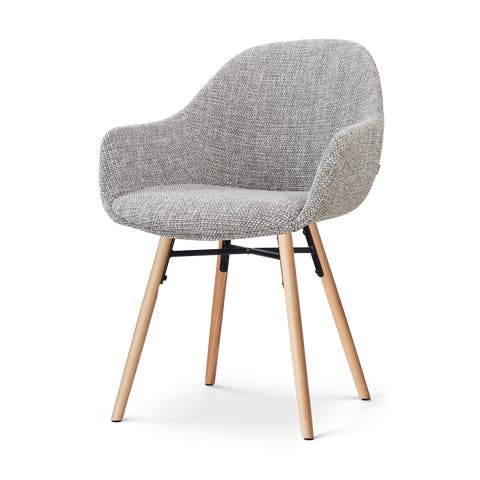 Nena-Mae eetkamerstoel grijs blend - houten onderstel