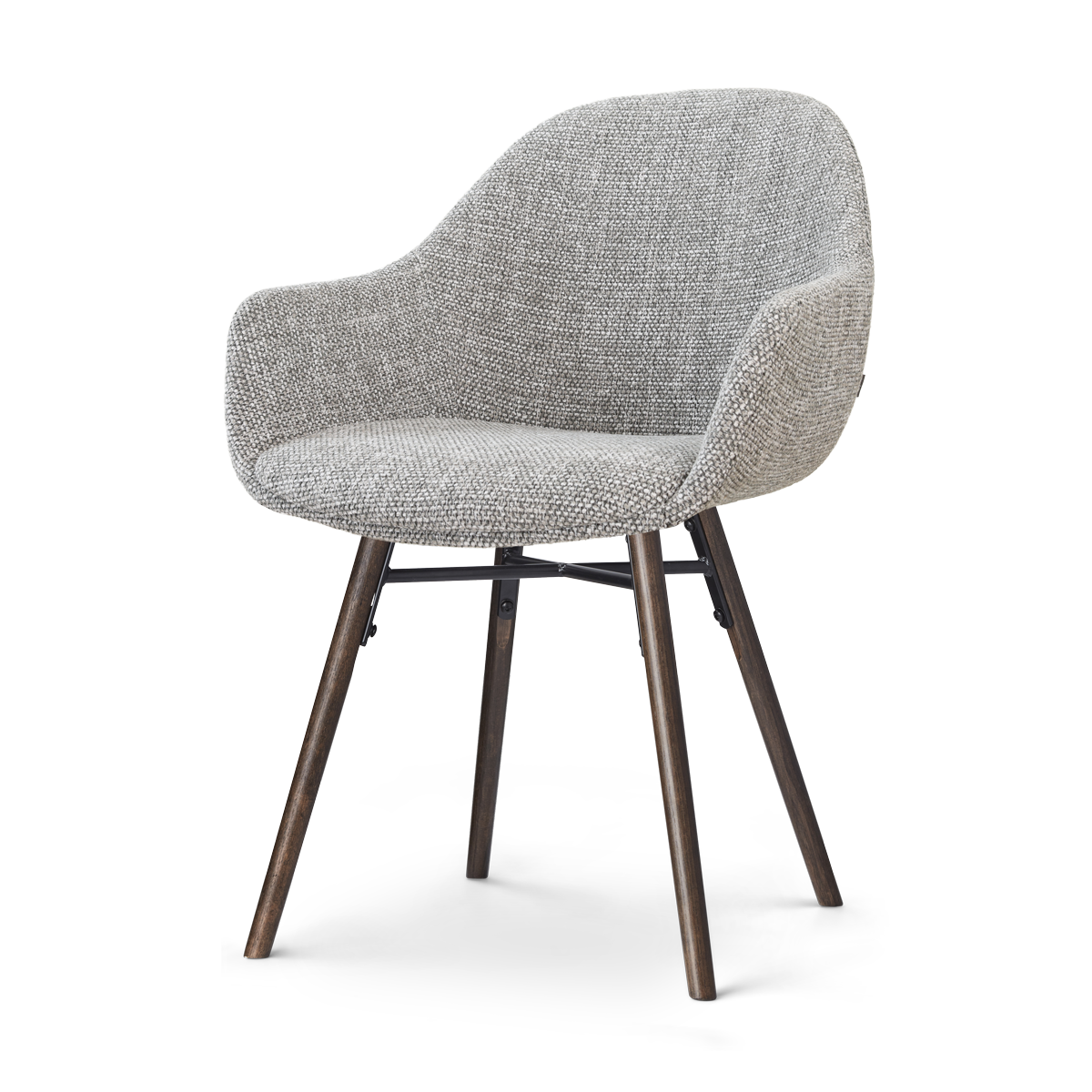 Nena-Mae eetkamerstoel grijs blend - walnoot houten onderstel
