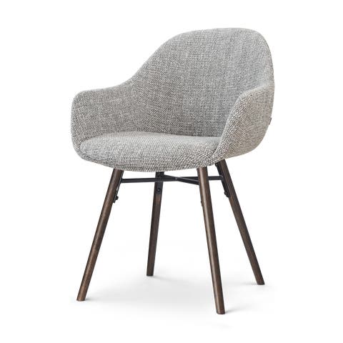 Nena-Mae eetkamerstoel grijs blend - walnoot houten onderstel