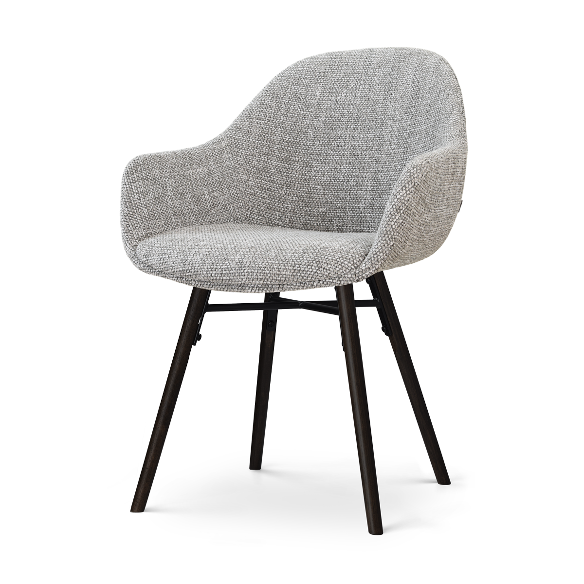 Nena-Mae eetkamerstoel grijs blend - zwart houten onderstel