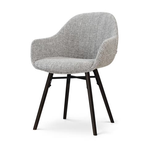 Nena-Mae eetkamerstoel grijs blend - zwart houten onderstel