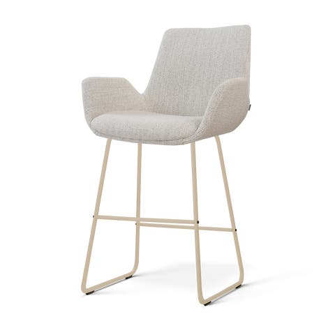 Nino-Eef barkruk beige gemêleerd - beige onderstel - 65 cm