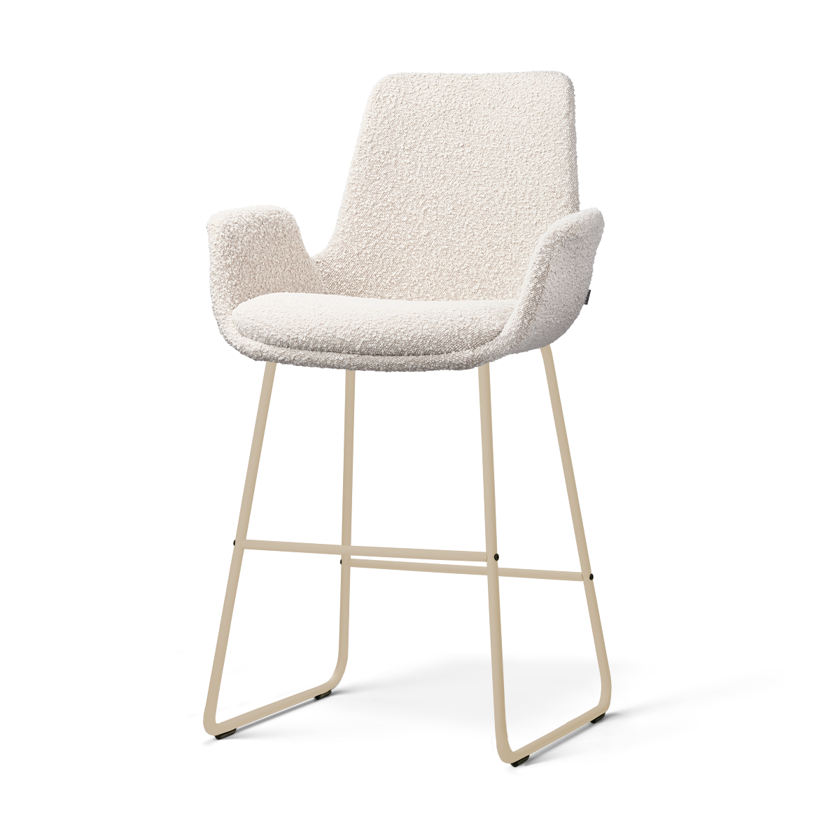 Nino-Eef barkruk bouclé beige - beige onderstel - 65 cm