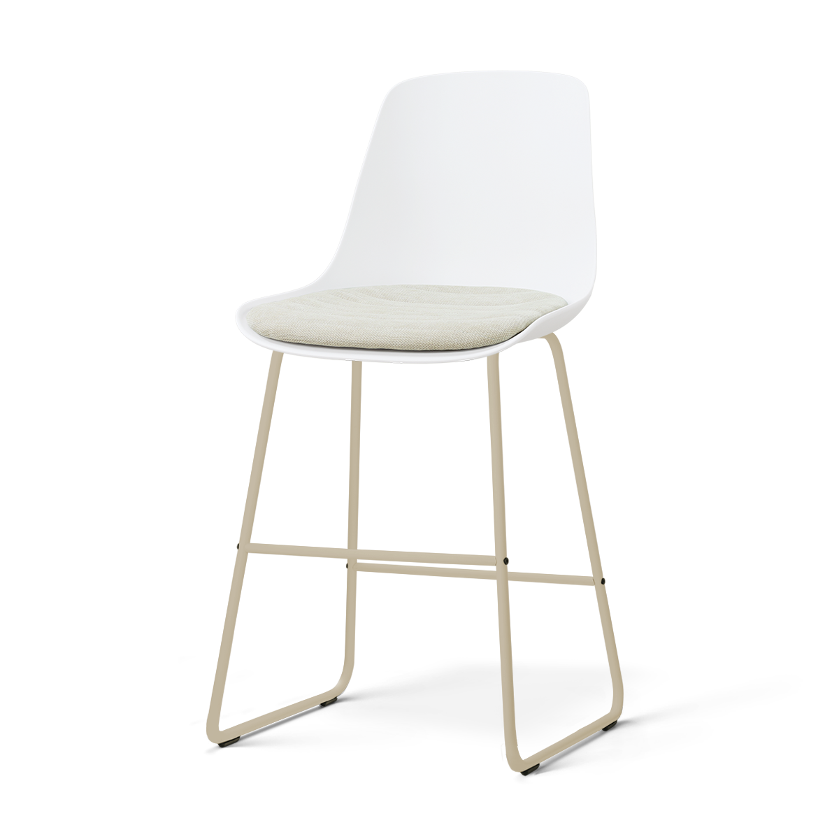 Nino-Liv barkruk wit met naturelbeige zitkussen - beige onderstel - 65 cm