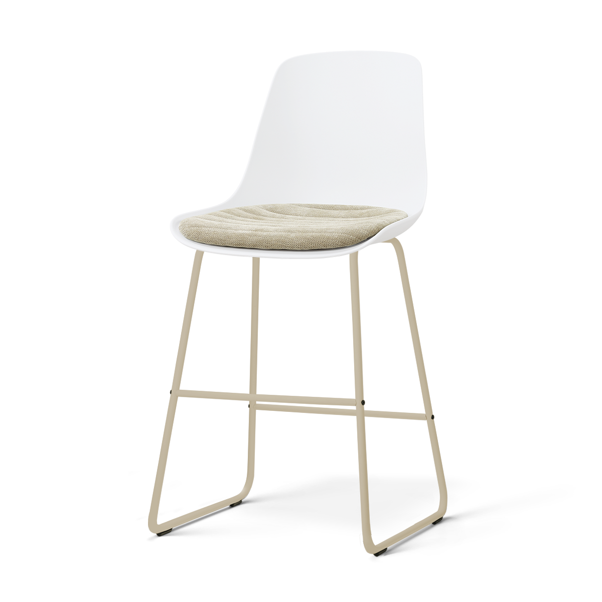 Nino-Liv barkruk wit met nougatbruin zitkussen - beige onderstel - 65 cm