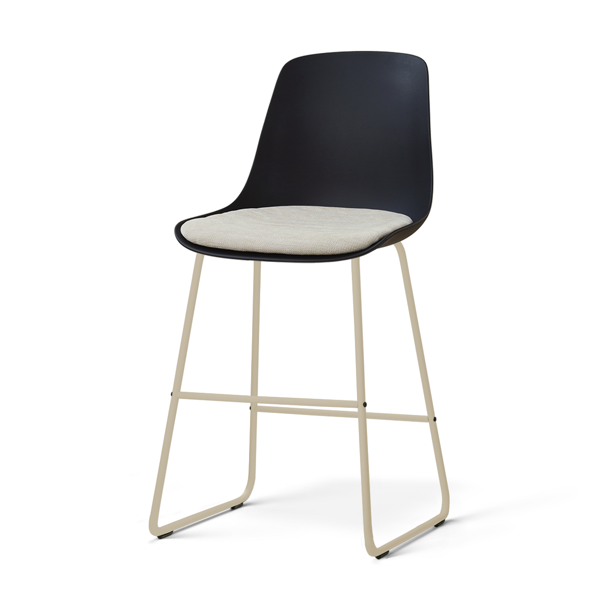 Nino-Liv barkruk zwart met naturelbeige zitkussen - beige onderstel - 65 cm