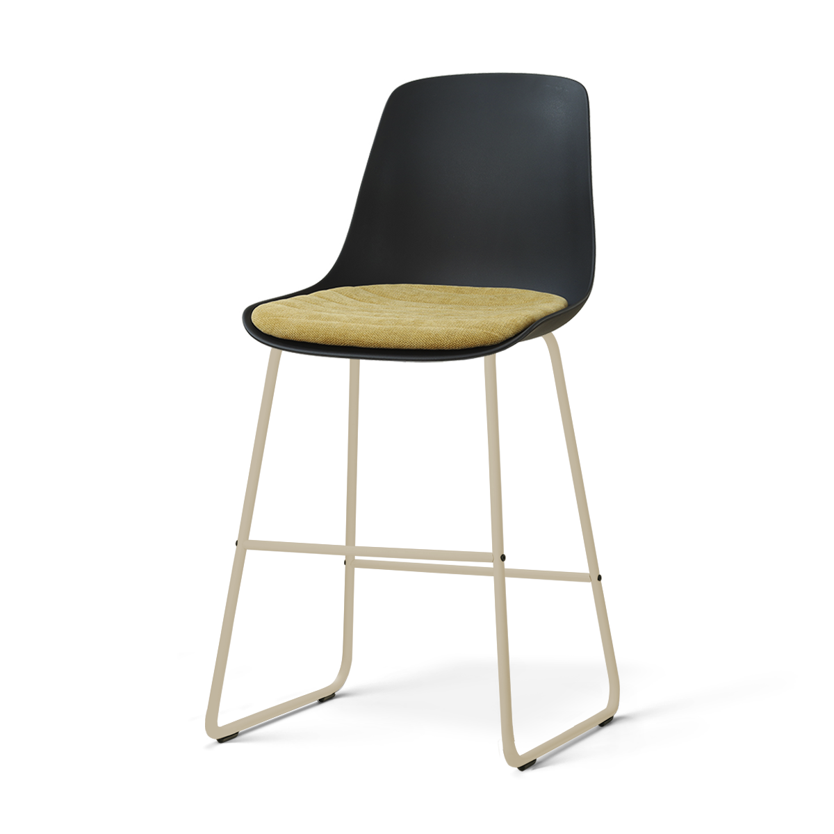 Nino-Liv barkruk zwart met warm oker zitkussen - beige onderstel - 65 cm