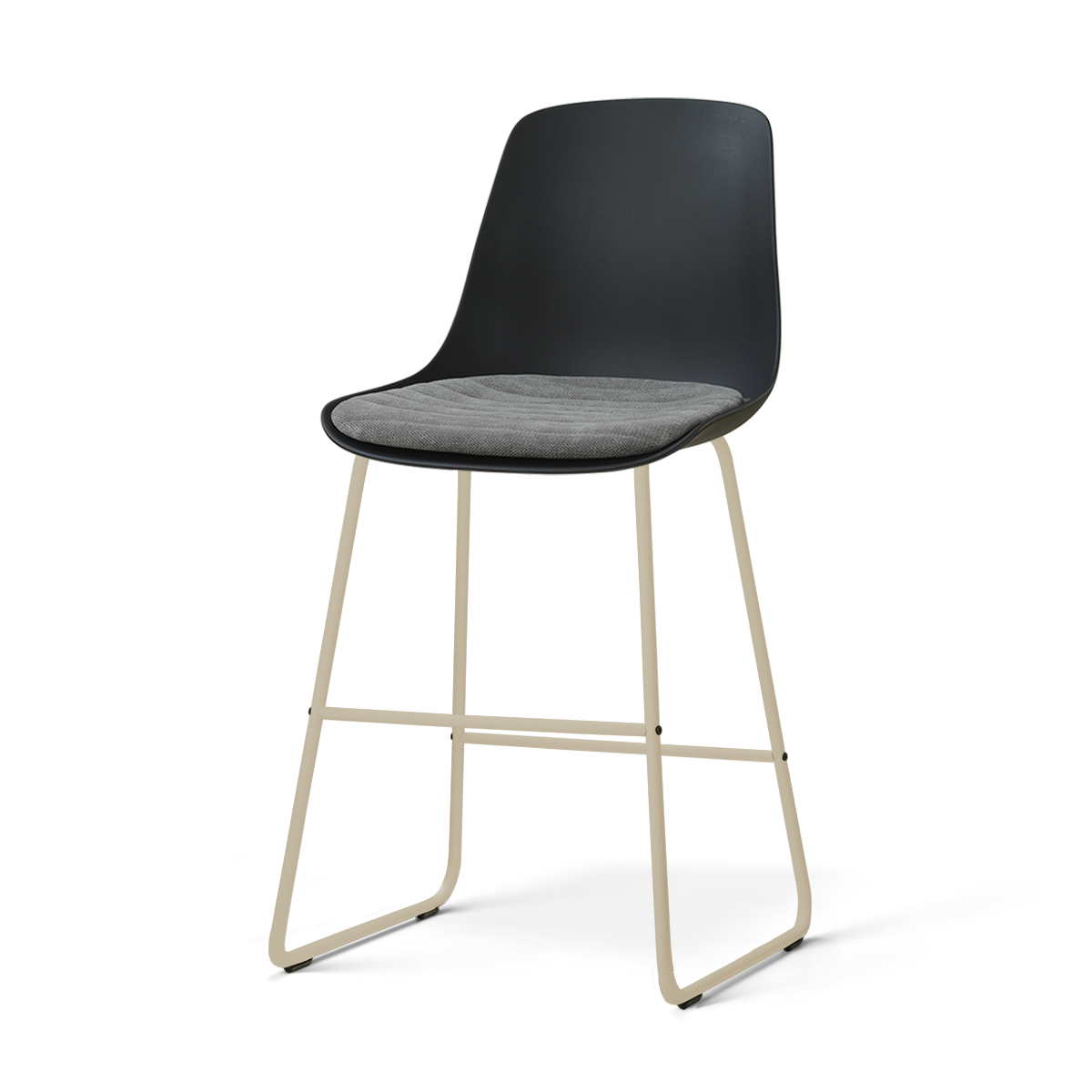 Nino-Liv barkruk zwart met zeegrijs zitkussen - beige onderstel - 65 cm