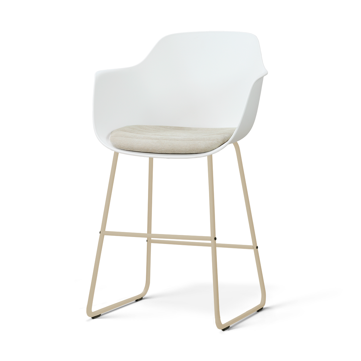 Nino-Liz barkruk wit met naturelbeige zitkussen - beige onderstel - 65 cm