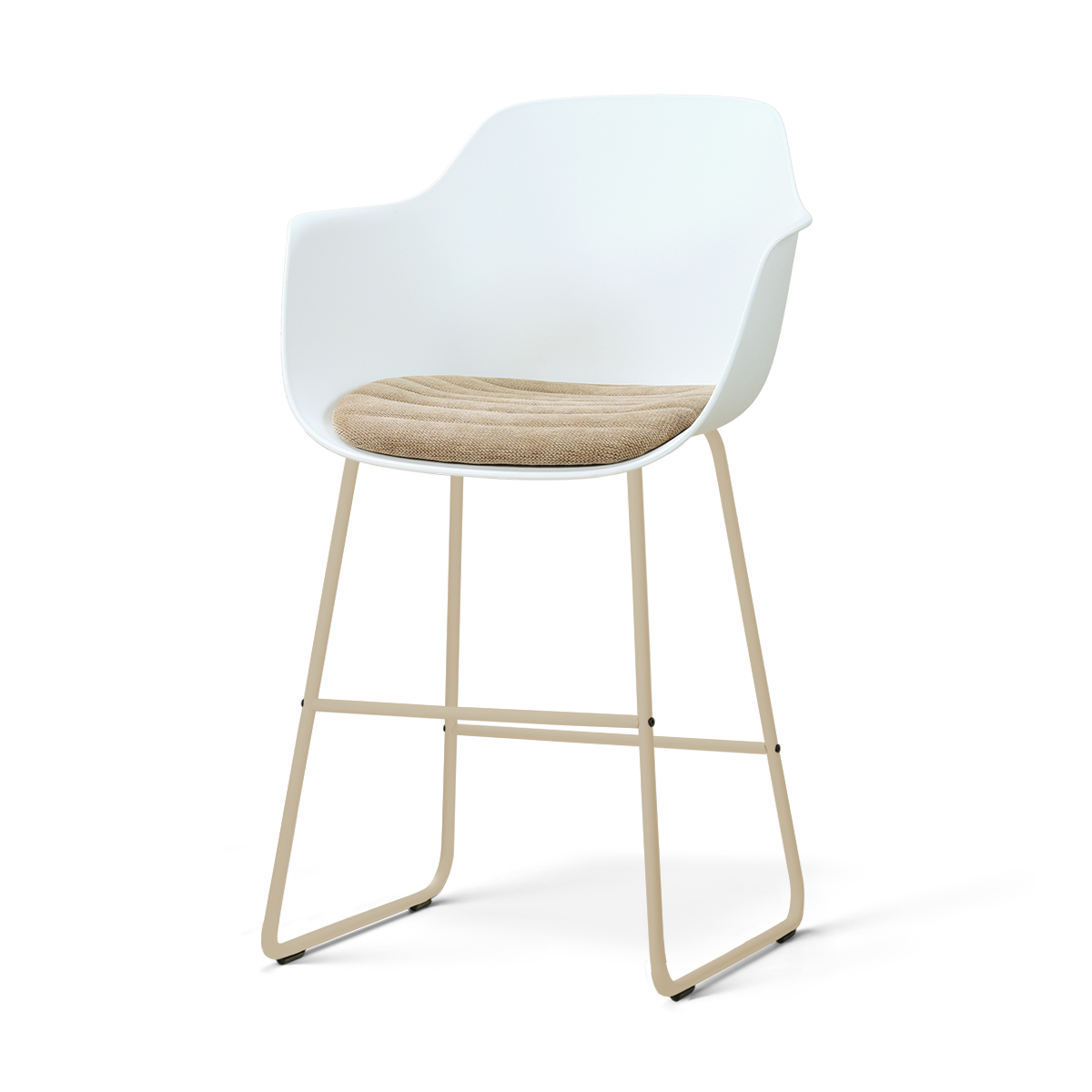 Nino-Liz barkruk wit met nougatbruin zitkussen - beige onderstel - 65 cm