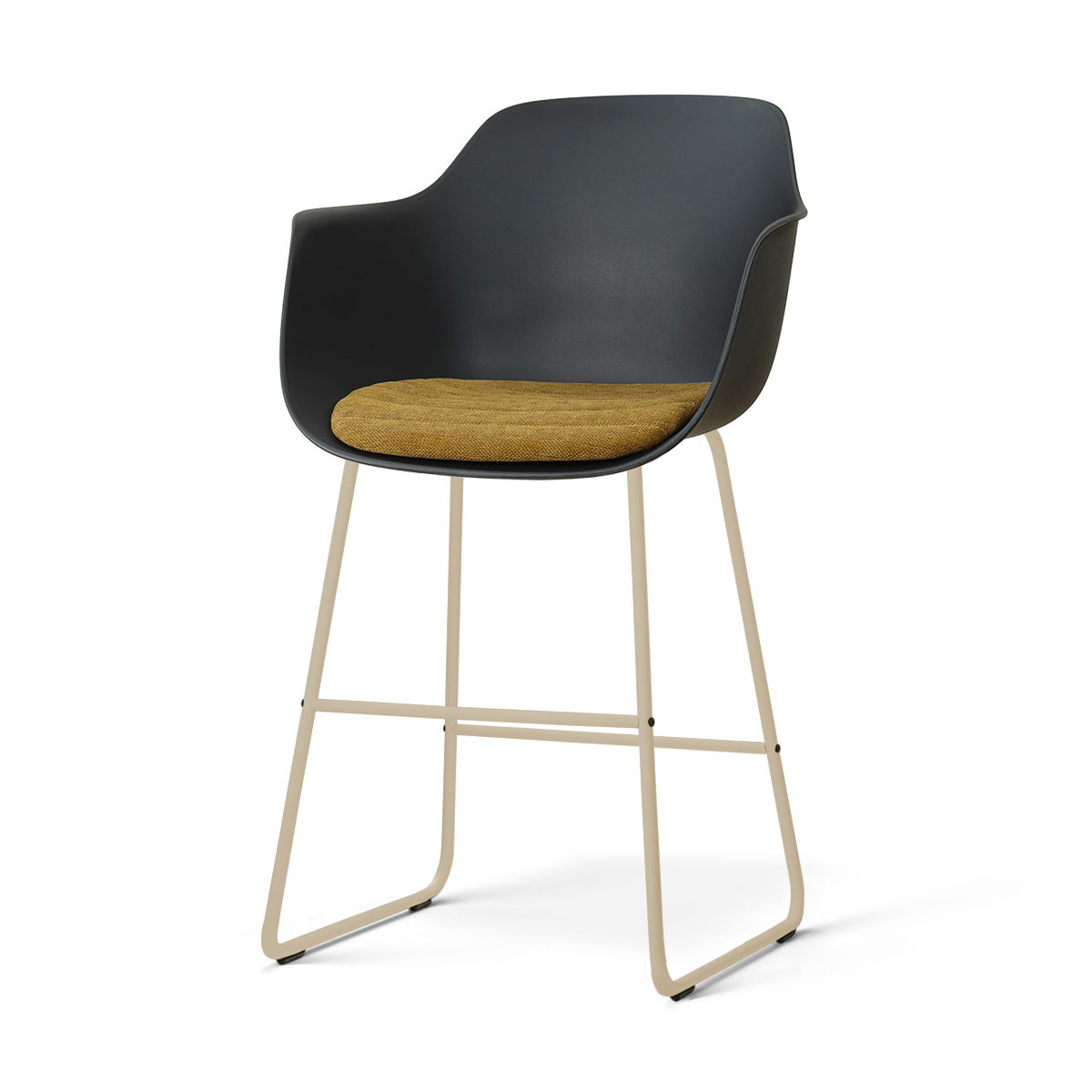 Nino-Liz barkruk zwart met mosgroen zitkussen - beige onderstel - 65 cm