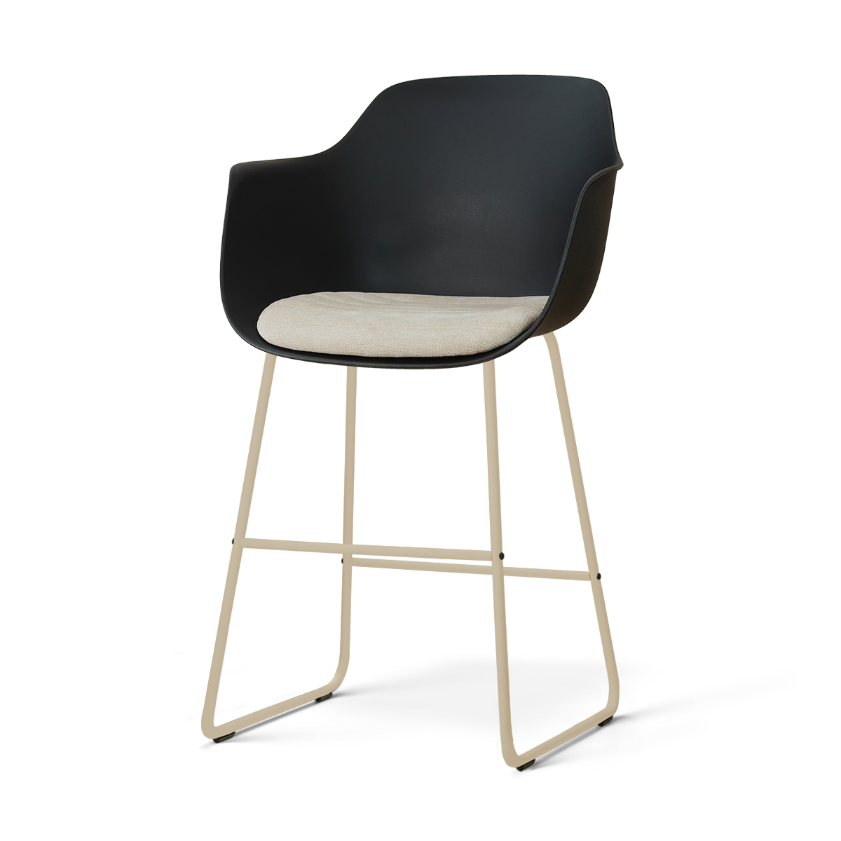 Nino-Liz barkruk zwart met naturelbeige zitkussen - beige onderstel - 65 cm