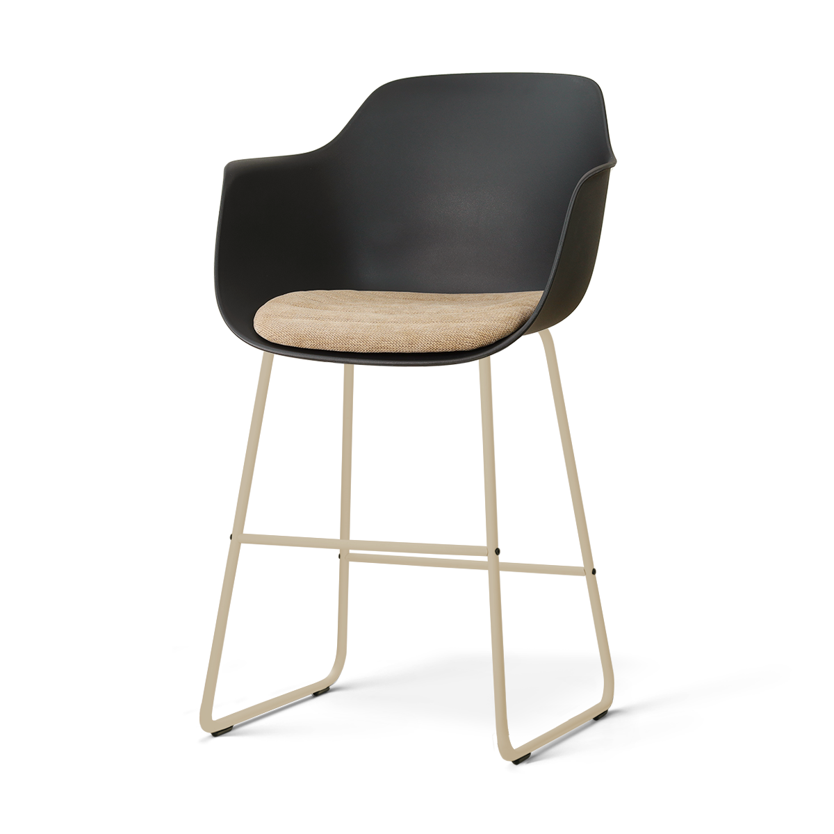 Nino-Liz barkruk zwart met nougatbruin zitkussen - beige onderstel - 65 cm