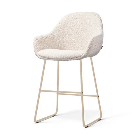 Nino-Mae barkruk bouclé beige - beige onderstel - 65 cm