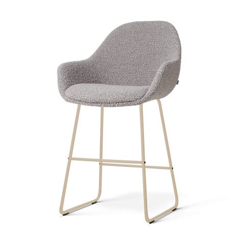 Nino-Mae barkruk bouclé taupe - beige onderstel - 65 cm