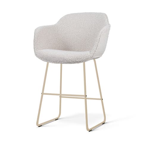 Nino-Mare barkruk bouclé beige - beige onderstel - 65 cm