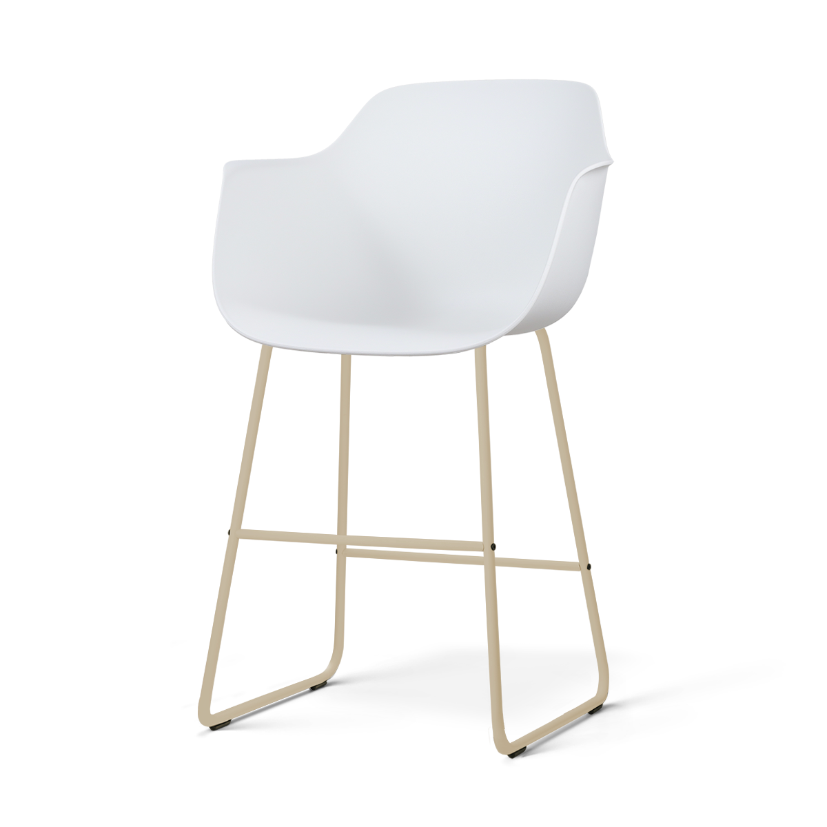 Nino-Puk barkruk wit - beige onderstel - 65 cm