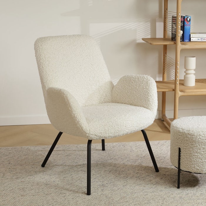 Ninte fauteuil teddy gebroken wit - loungestoel - relax - schapenvacht