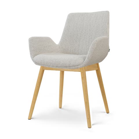 Nio-Eef eetkamerstoel beige gemêleerd - houten onderstel