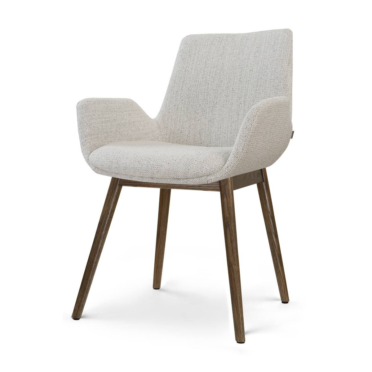 Nio-Eef eetkamerstoel beige gemêleerd - walnoot houten onderstel