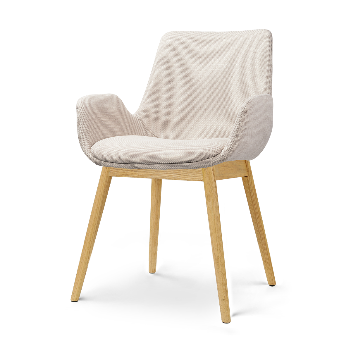 Nio-Eef eetkamerstoel beige - houten onderstel