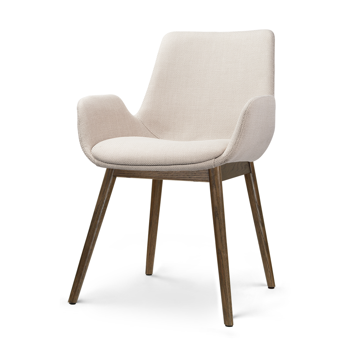 Nio-Eef eetkamerstoel beige gemêleerd - walnoot houten onderstel