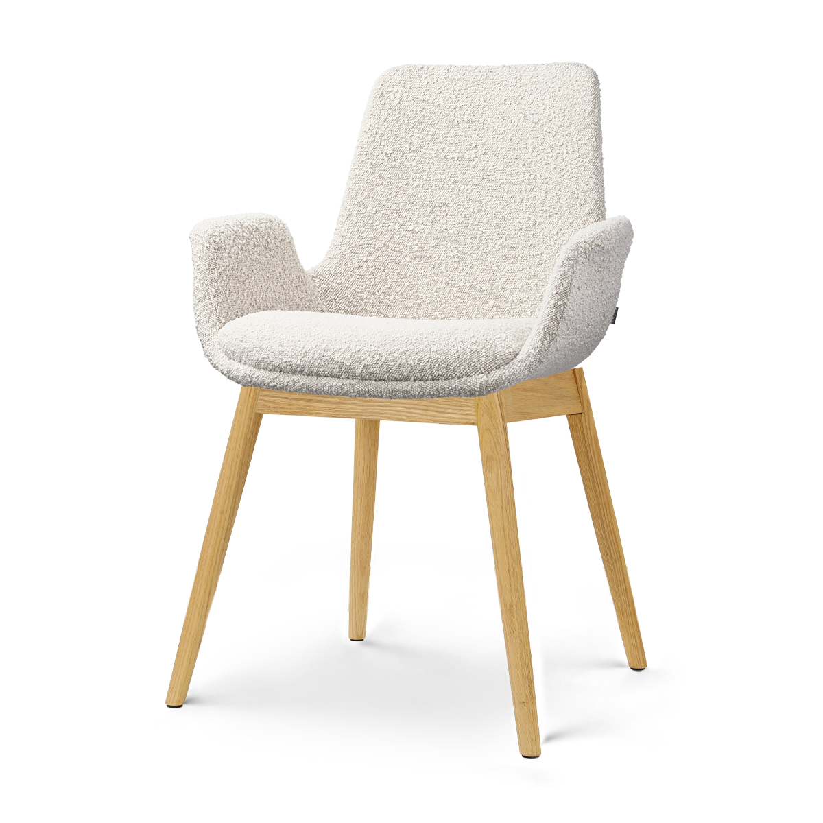 Nio-Eef eetkamerstoel bouclé beige - houten onderstel