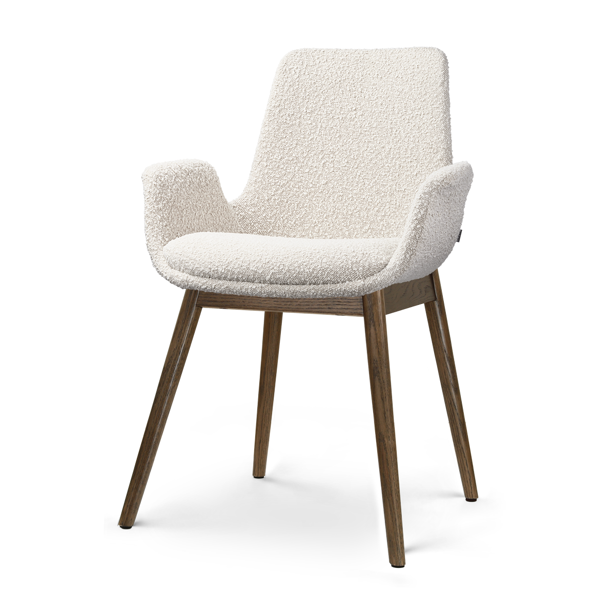 Nio-Eef eetkamerstoel bouclé beige - walnoot houten onderstel