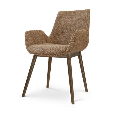 Nio-Eef eetkamerstoel bruin blend - walnoot houten onderstel