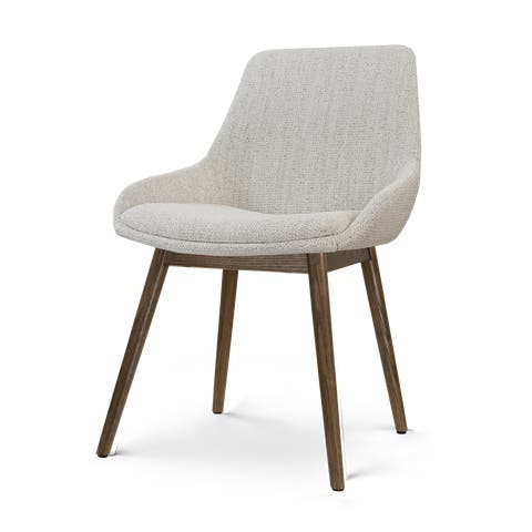 Nio-Isa eetkamerstoel beige gemêleerd - walnoot houten onderstel