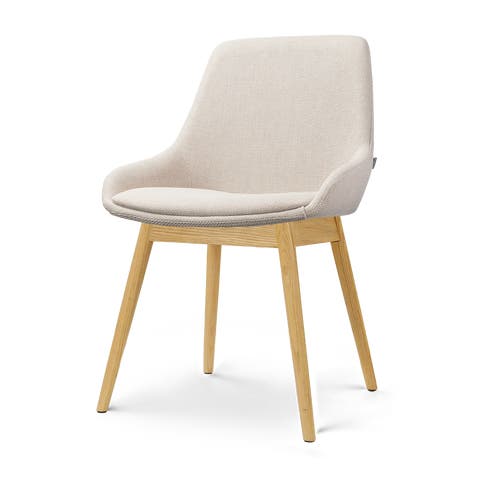 Nio-Isa eetkamerstoel beige - houten onderstel