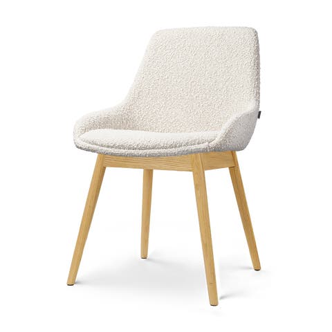 Nio-Isa eetkamerstoel bouclé beige - houten onderstel