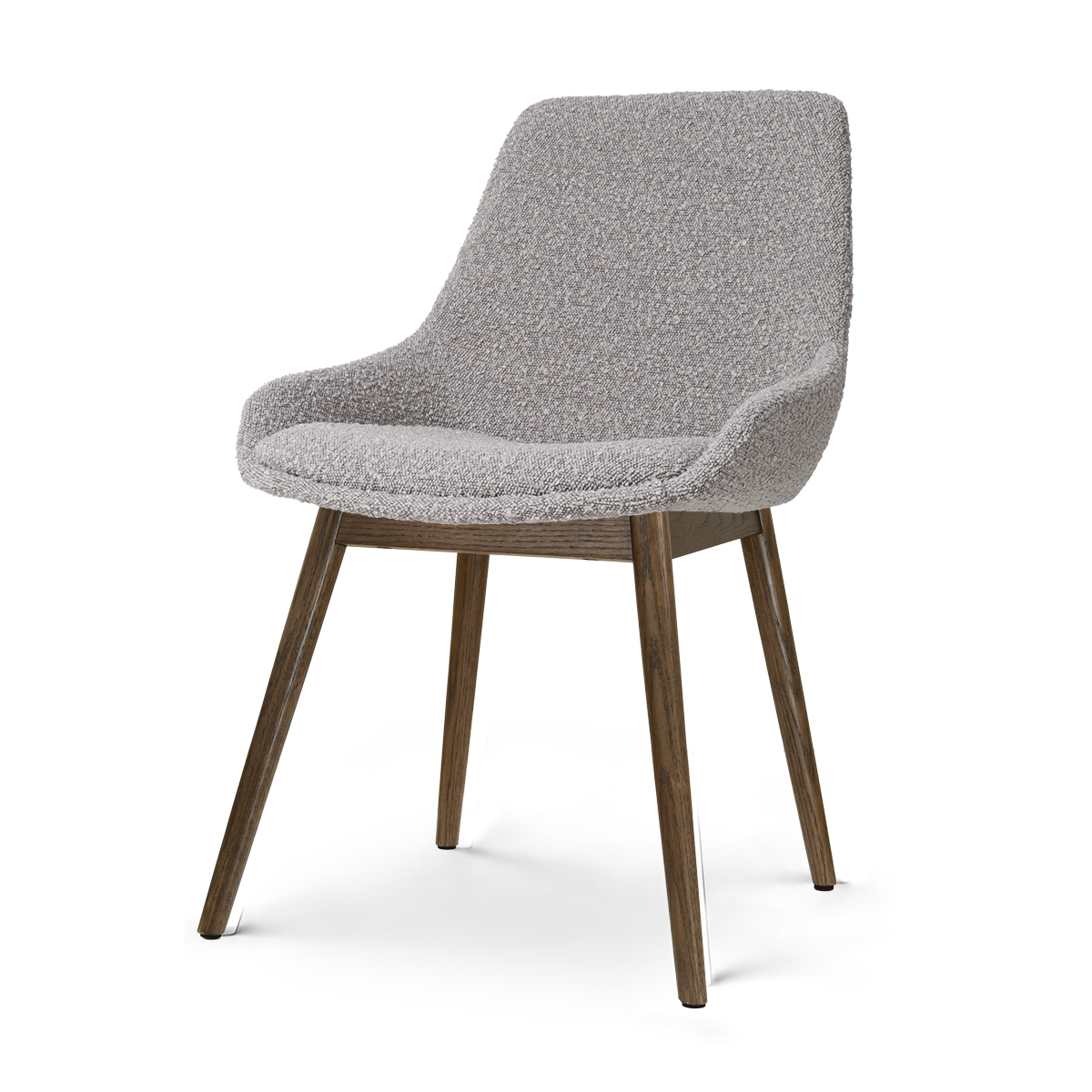 Nio-Isa eetkamerstoel bouclé taupe - walnoot houten onderstel