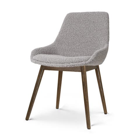 Nio-Isa eetkamerstoel bouclé taupe - walnoot houten onderstel