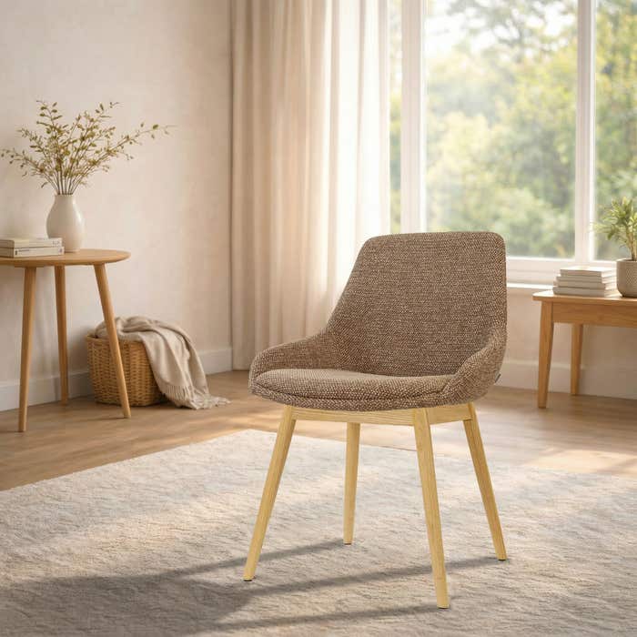 Nio-Isa eetkamerstoel bruin blend - houten onderstel - scandinavisch - stoffen zitting - tijdloos