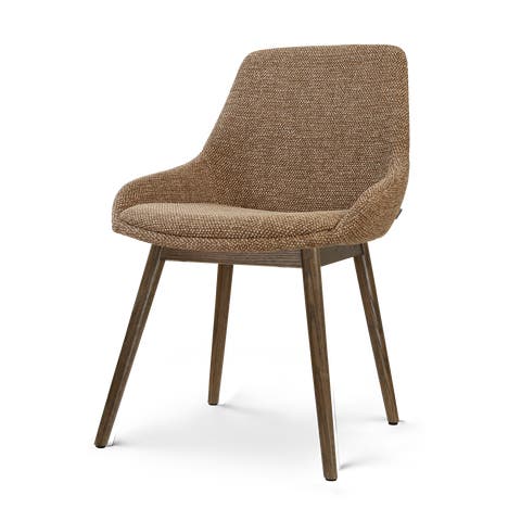 Nio-Isa eetkamerstoel bruin blend - walnoot houten onderstel